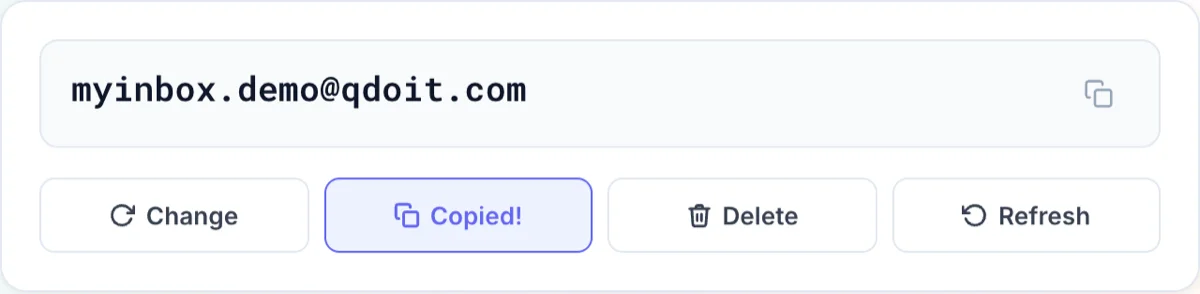 Copy button to copy your temp mail address on TMaily