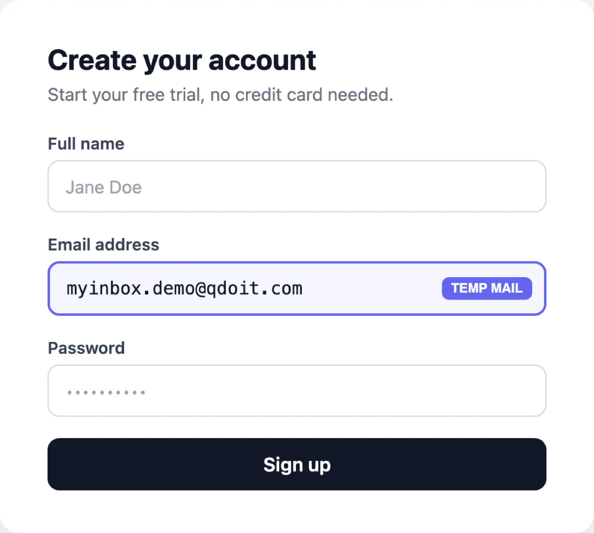 Using a temporary email address to sign up on a website